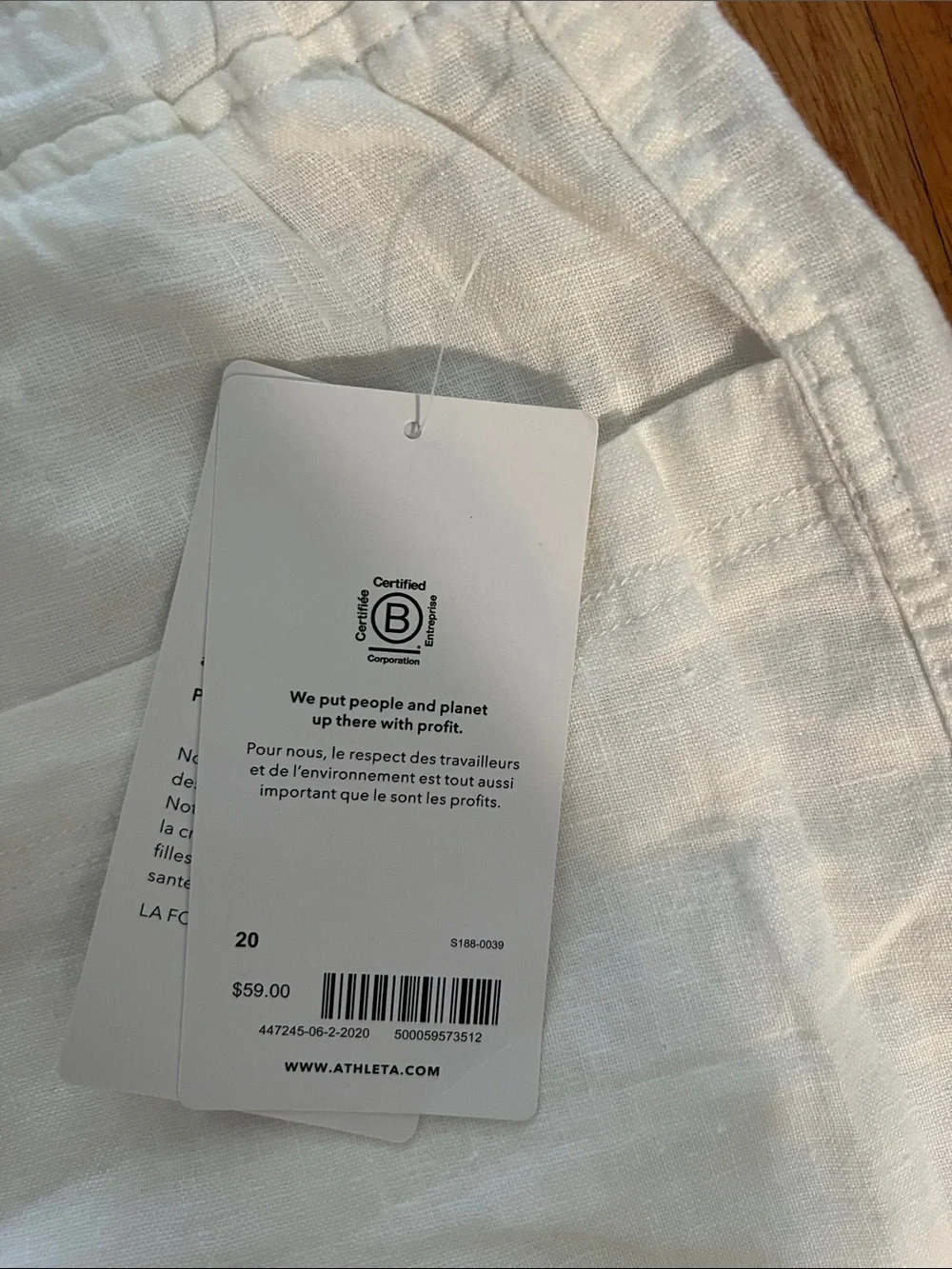 athleta White Linen Drawstring Athletic Shorts- 100% linen
